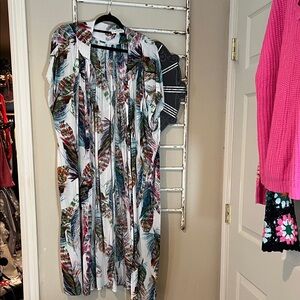 Umgee Multicolor Feather Print Maxi Duster